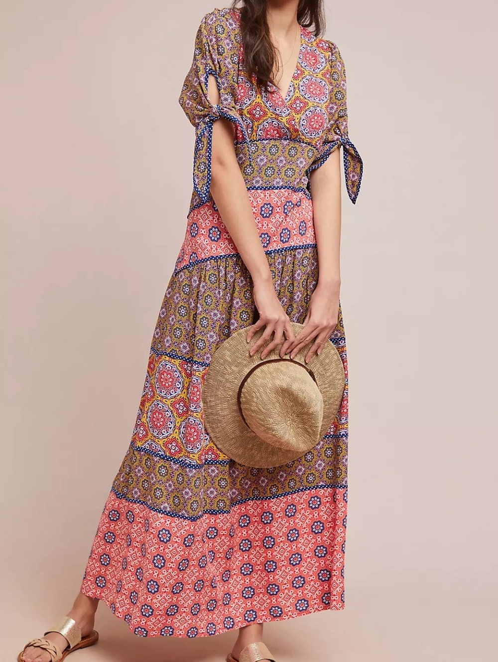 Maeve Anthropologie | Eder Tiered Maxi Dress Multi Colorful Boho, Womens 0